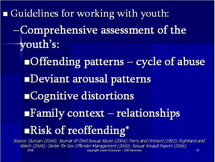 Guidelines for working Juvenile Sex Offenders CEUs